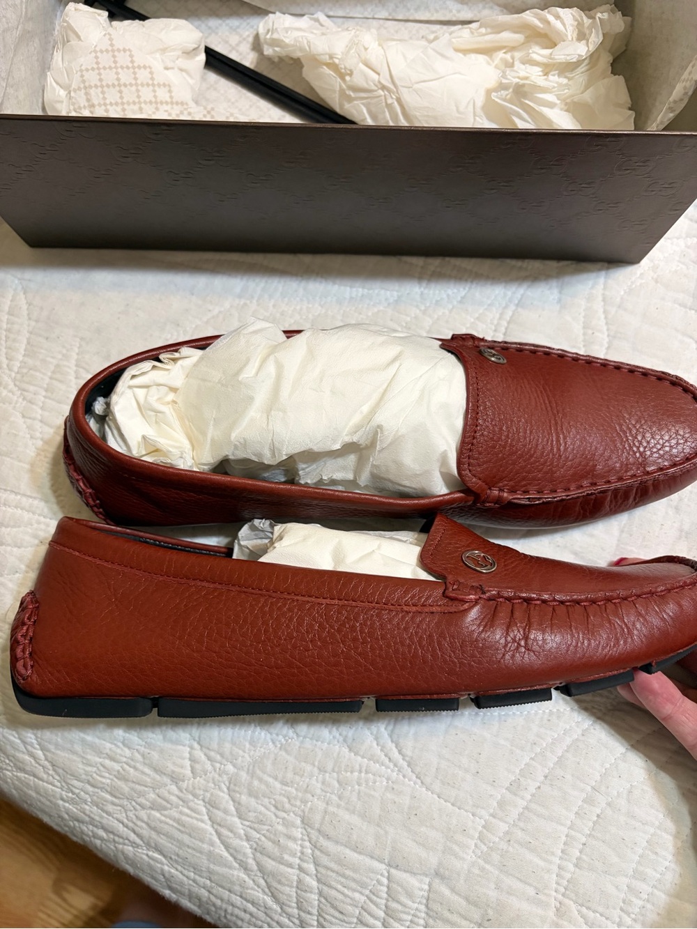 Gucci Women's Rust Leather Driving Loafers